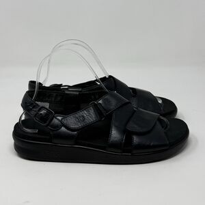 SAS Huggy Sandals Womens 9 M Black Leather Ankle Strap Comfort Casual Ortho